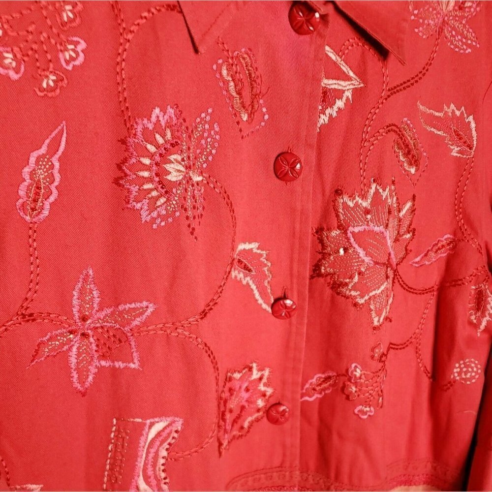 Coldwater Creek Womens Salmon Pink Lightweight Embroidered Blazer Medium - Picture 3 of 8